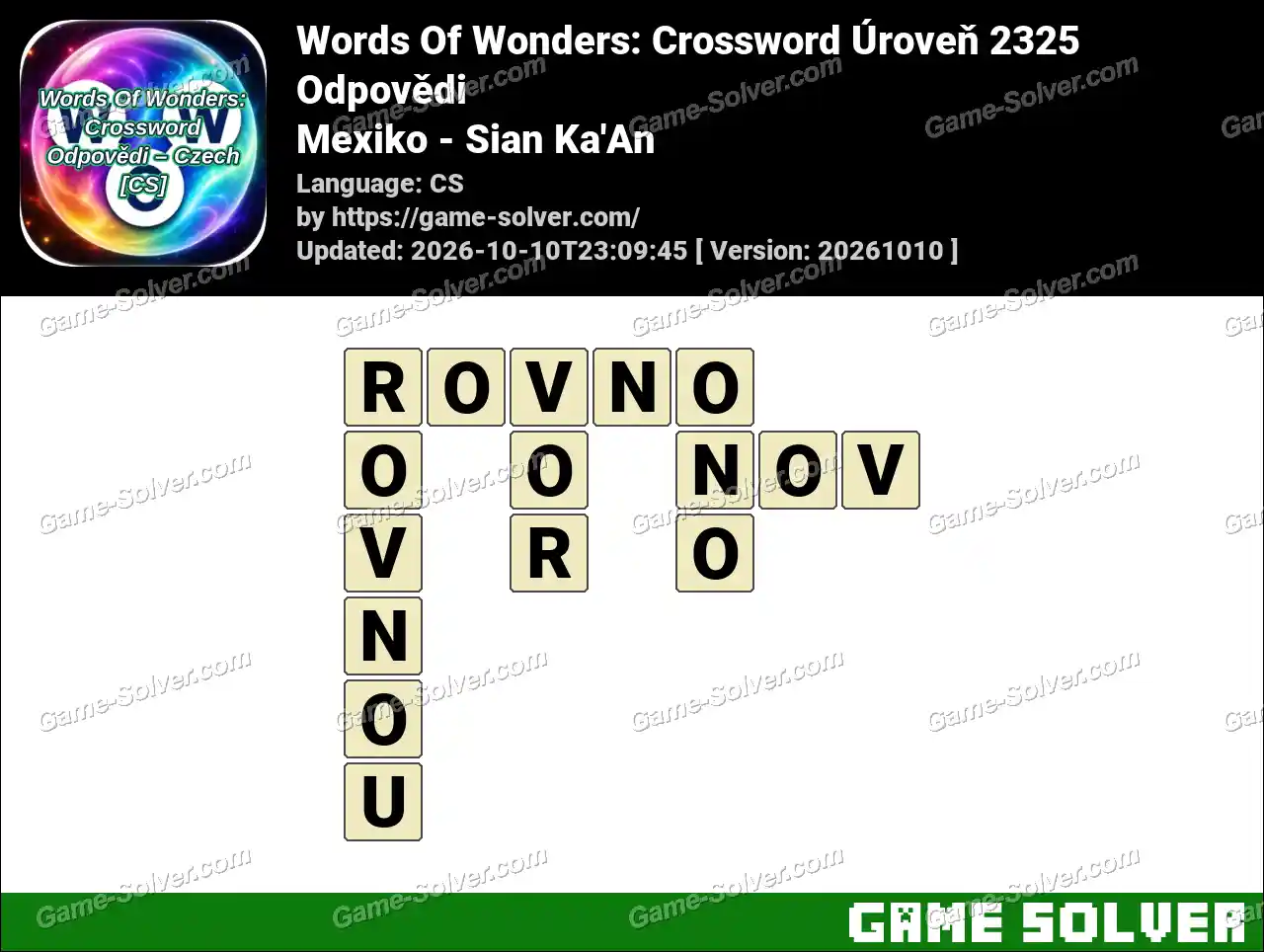 Words Of Wonders: Crossword Úroveň 2325 Odpovědi – Mexiko – Sian Ka’An